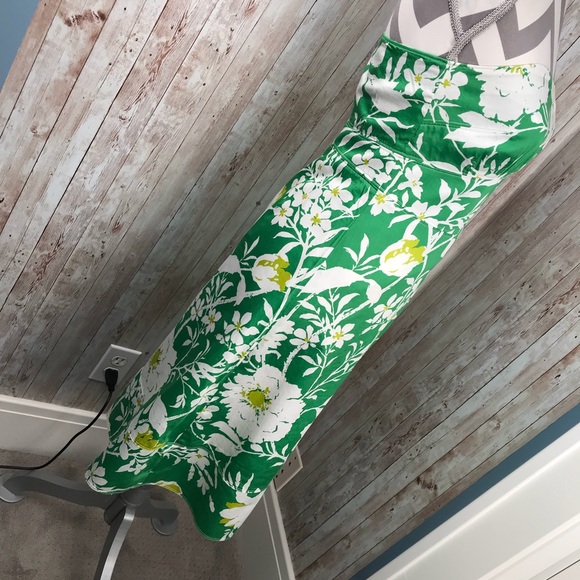 J. crew sz 4 green floral strapless a-line dress - Picture 6 of 8